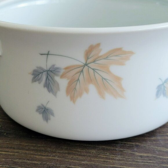 Vintage Noritake Maplewood 3 Qt. Round Covered Casserole Blue & Tan Autumn Leave - Picture 6 of 14